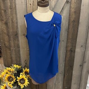 Vintage Simonton Says Y2K Sleeveless  Blue Bow Blouse